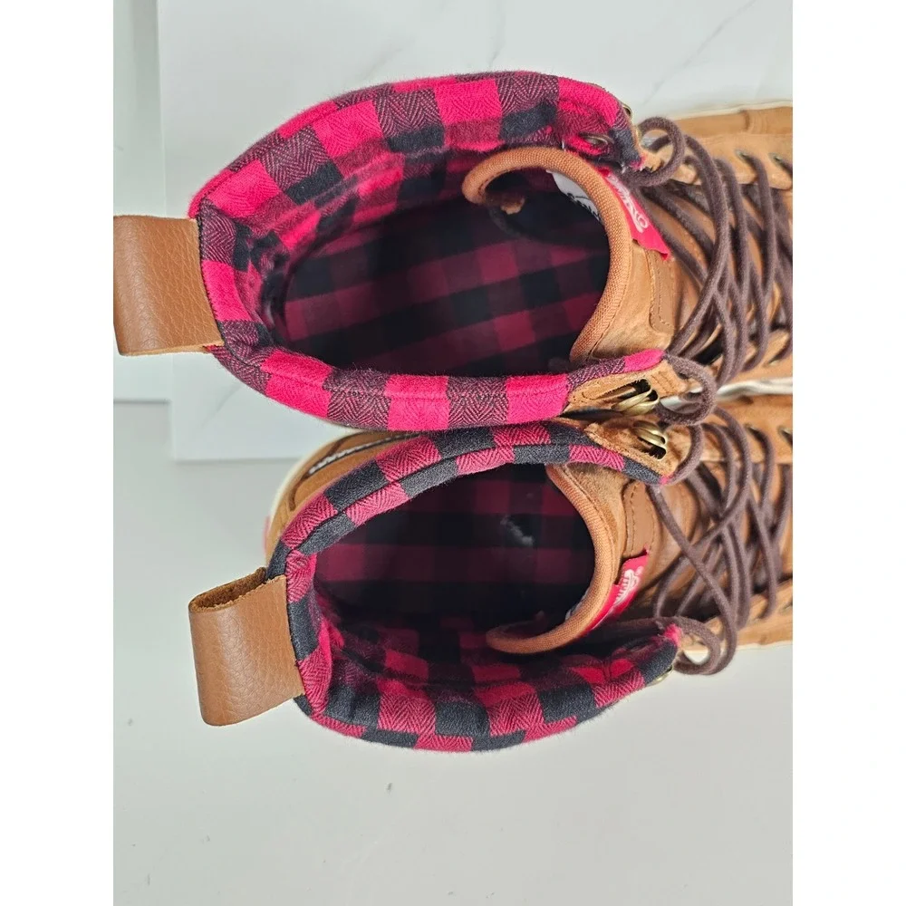 Vans Sk8-Hi MTE Glazed Ginger Brown Suede Plaid Flannel Mens 10.5 High Shoes